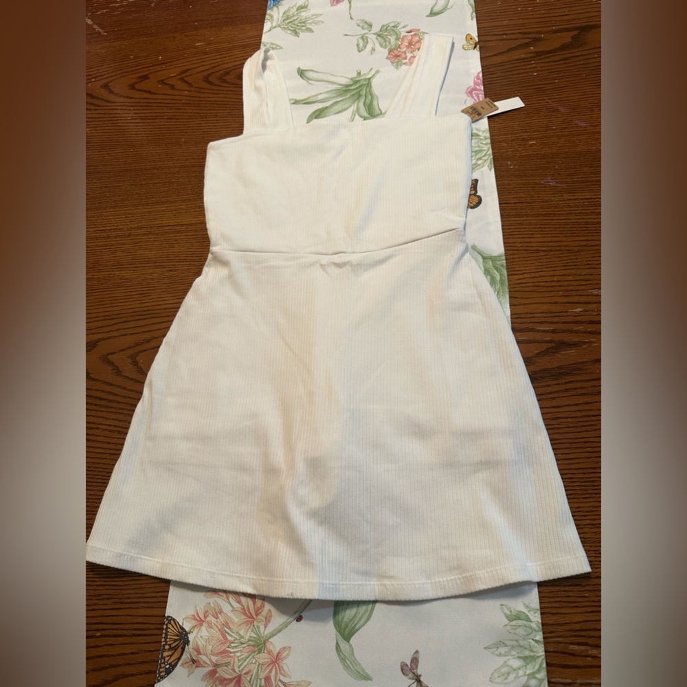 PINK VICTORIA SECRET RIBBED SQUARE NECK ACTIVE DRESS WITH BUILT IN SHORTS